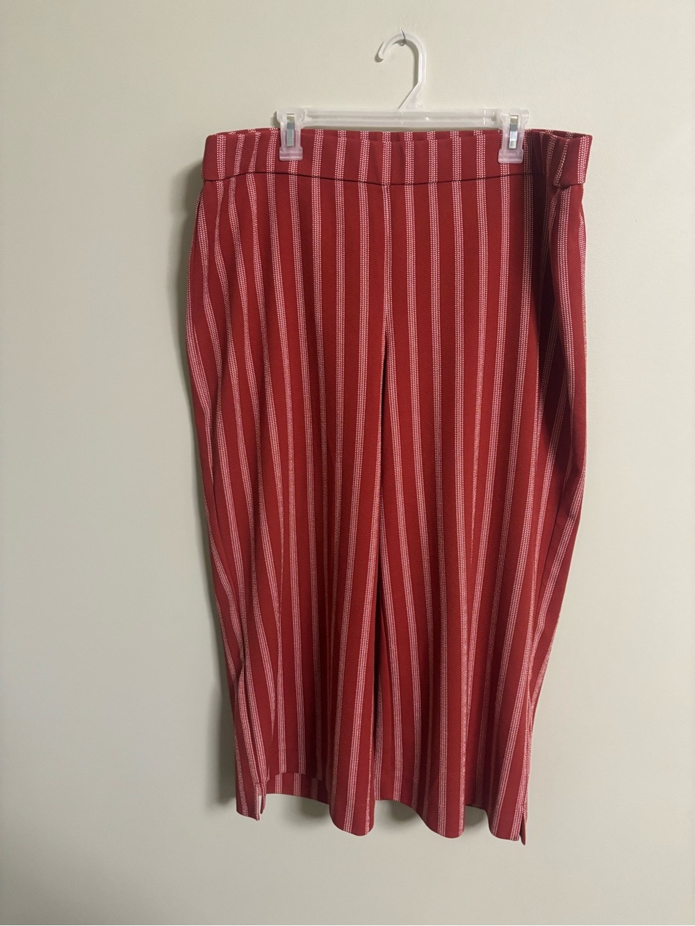 Christopher and Banks Wide Leg Pull On Pants Size XL Striped Rust White Cropped